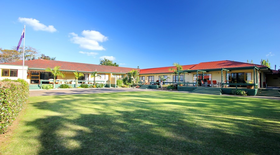 Sunny guest decks in peaceful setting